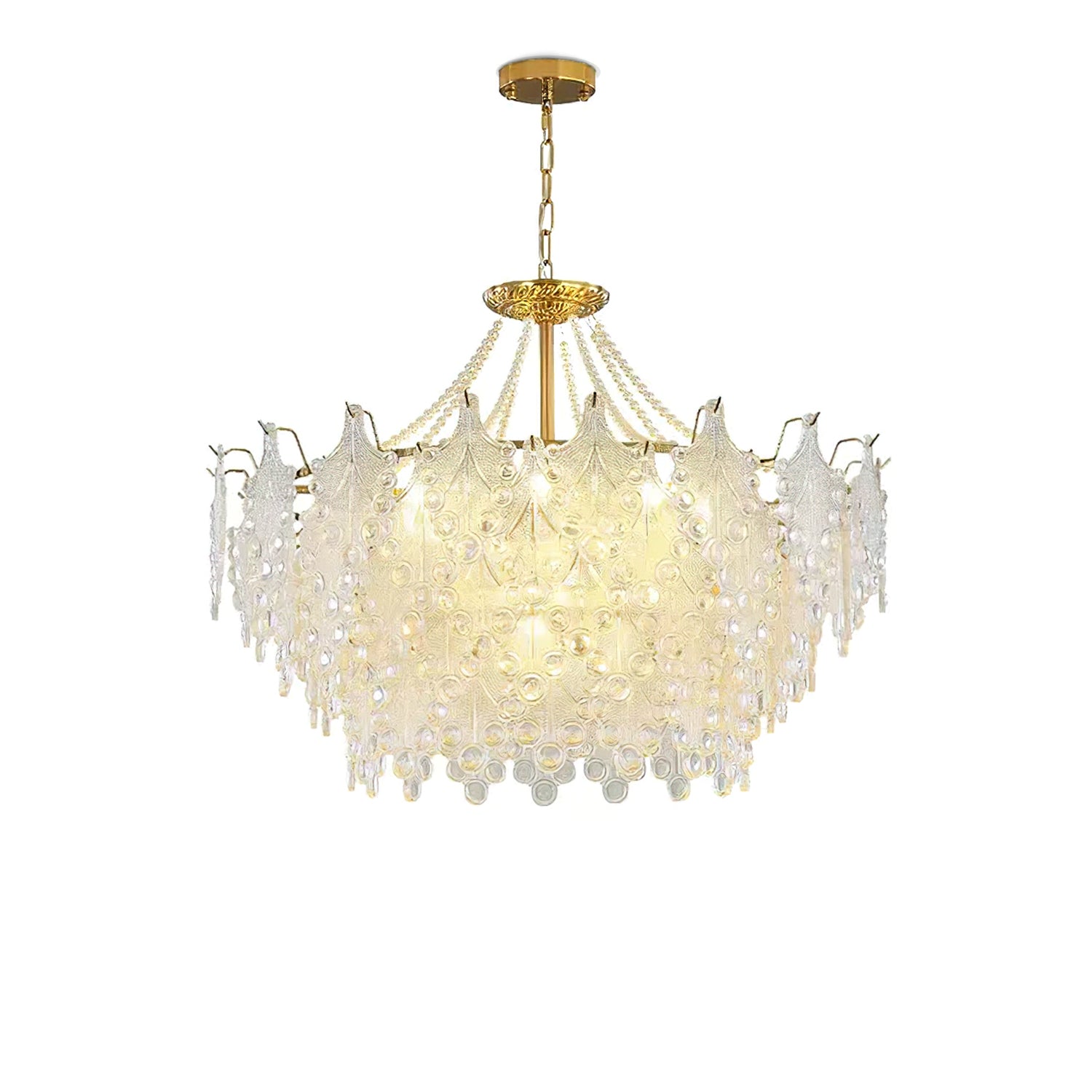 Bronze Carved Glass Chandelier